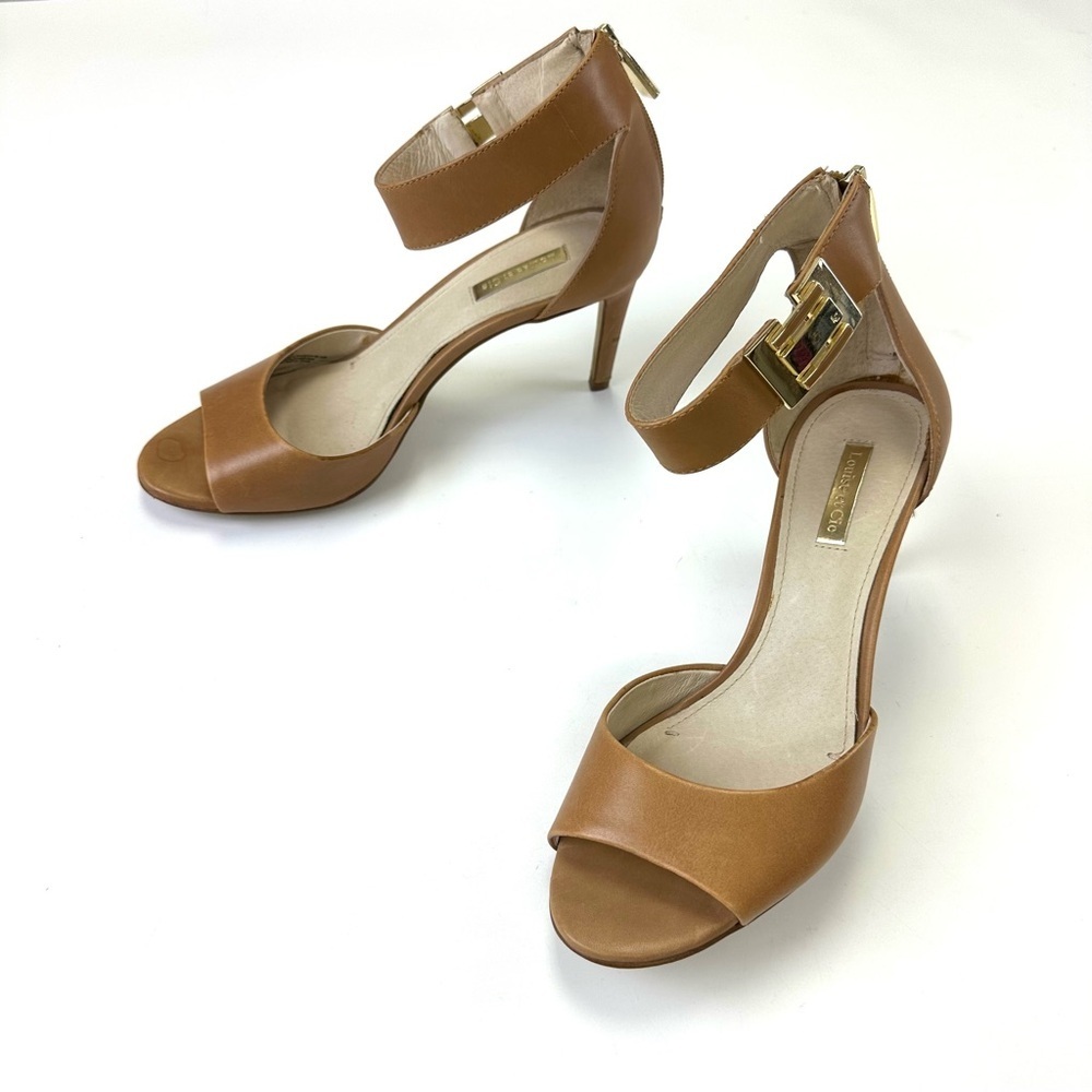 Louise et Cie tan leather ankle strap stilleto heels Womens Size 9 Neutral